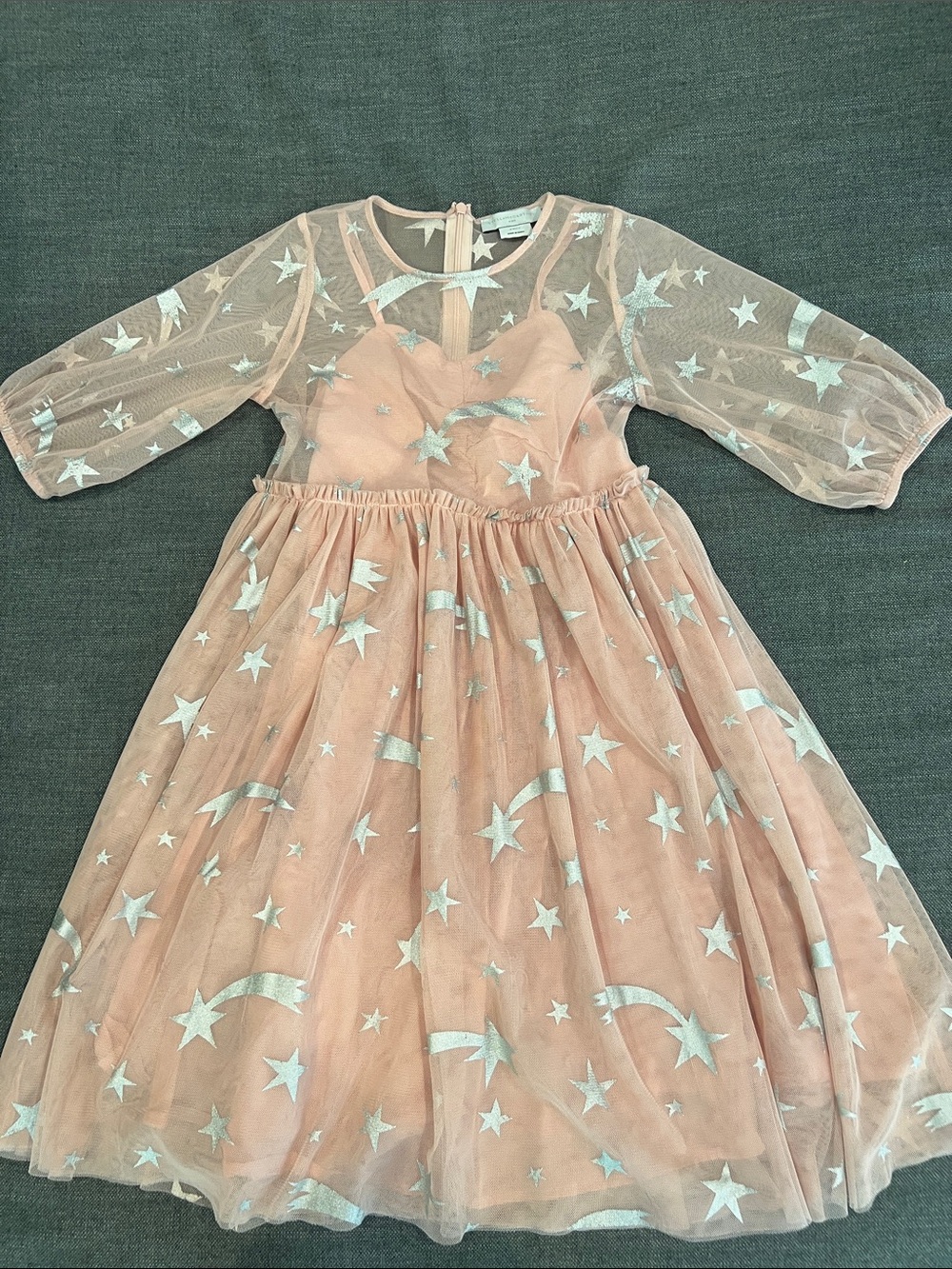 Stella McCartney Girls Pink Star-Embroidered Tulle Dress